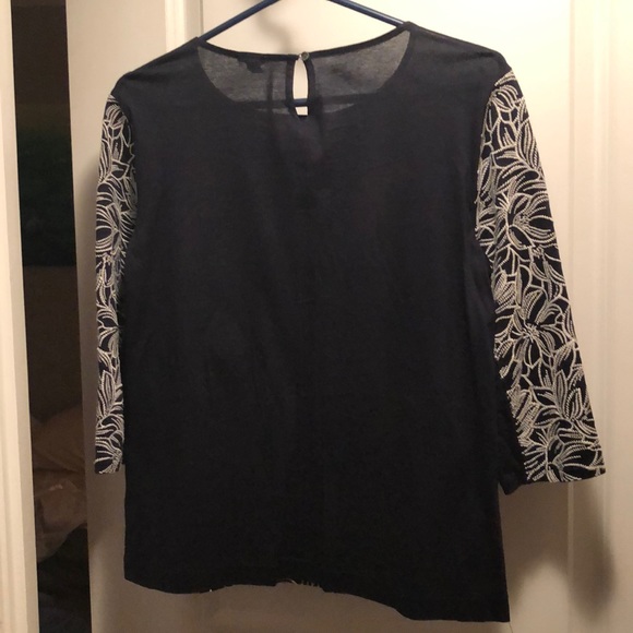J.Crew Navy & White Embroidered Top - Picture 2 of 7